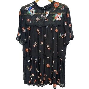 Zara Black Floral Embroidered Dress